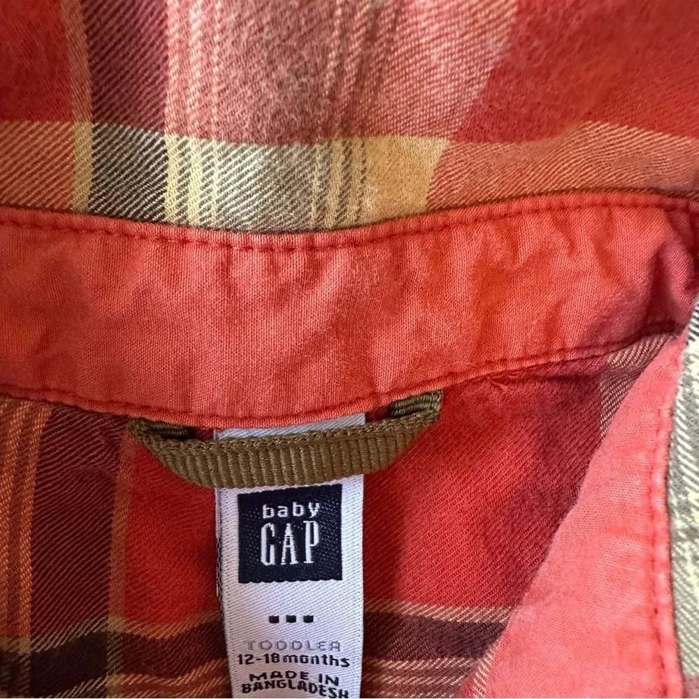 🌟3/$20🌟 Baby Gap orange plaid button down boys 18m